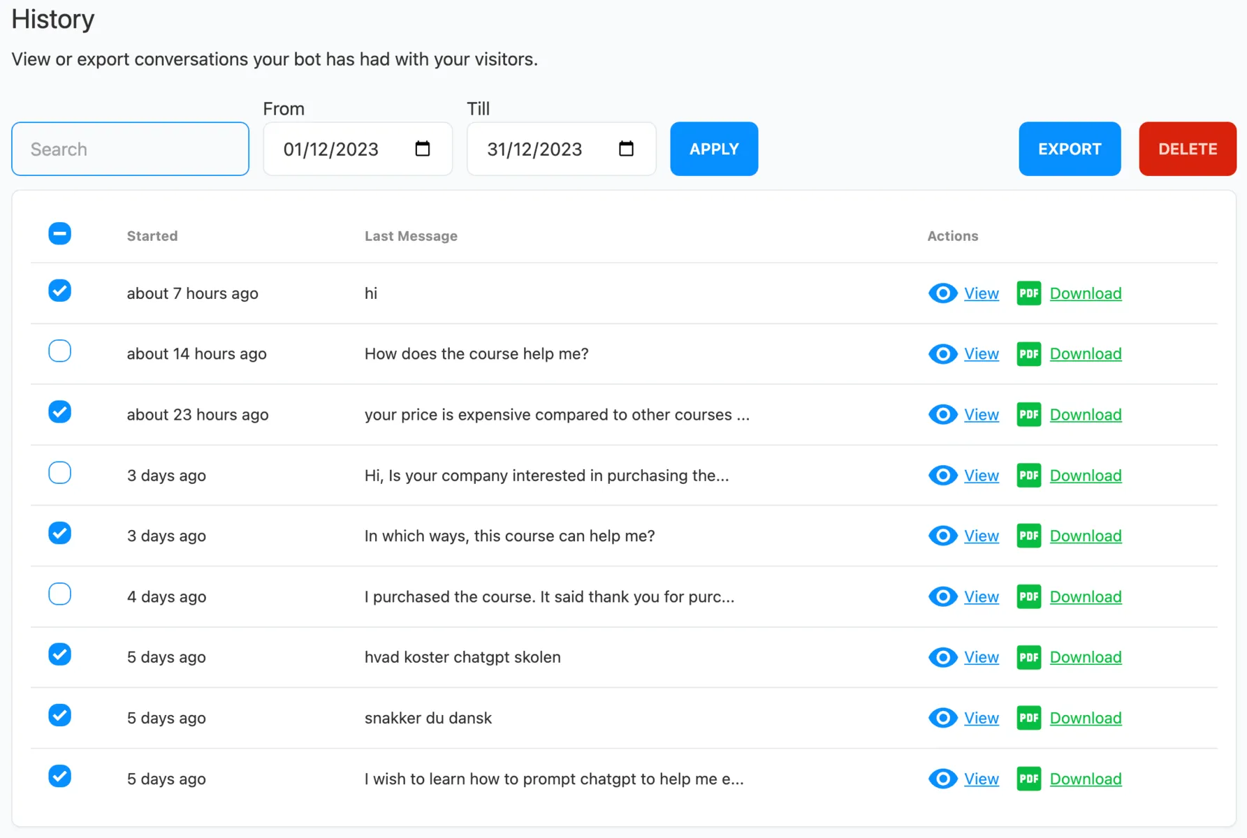 ai chatbot conversations