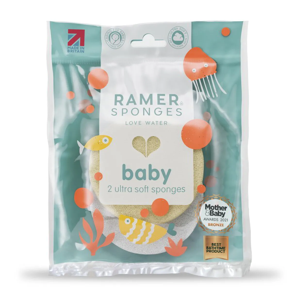 Ramer Ultra Soft Baby Sponges Pale Yellow & White