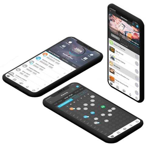 3 smartphones contenants des fonctionnalités d'INITHY