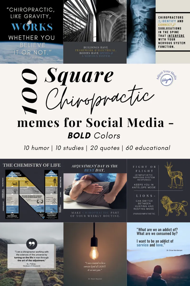 100 Square Chiropractic Memes for Social Media - Bold Colors