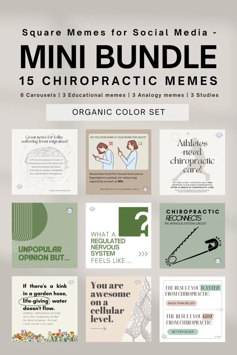 *All New* NEUTRAL 15 Chiro posts - carousels + memes