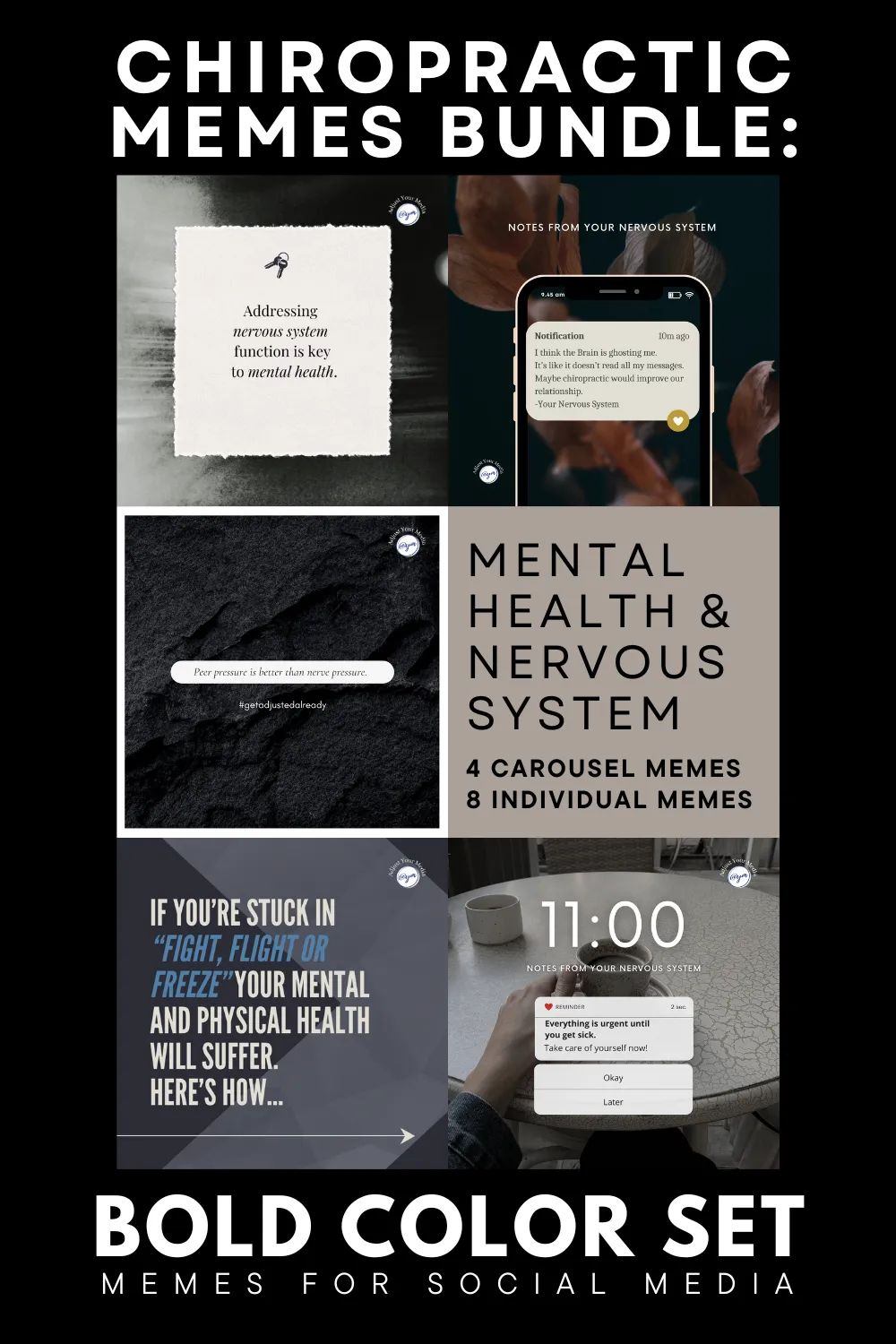 Chiro Memes Bundle: Mental Health & Nervous System - Bold Set