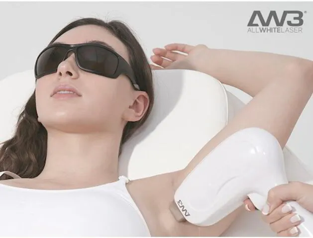 woman receiving laser hair removal treatment