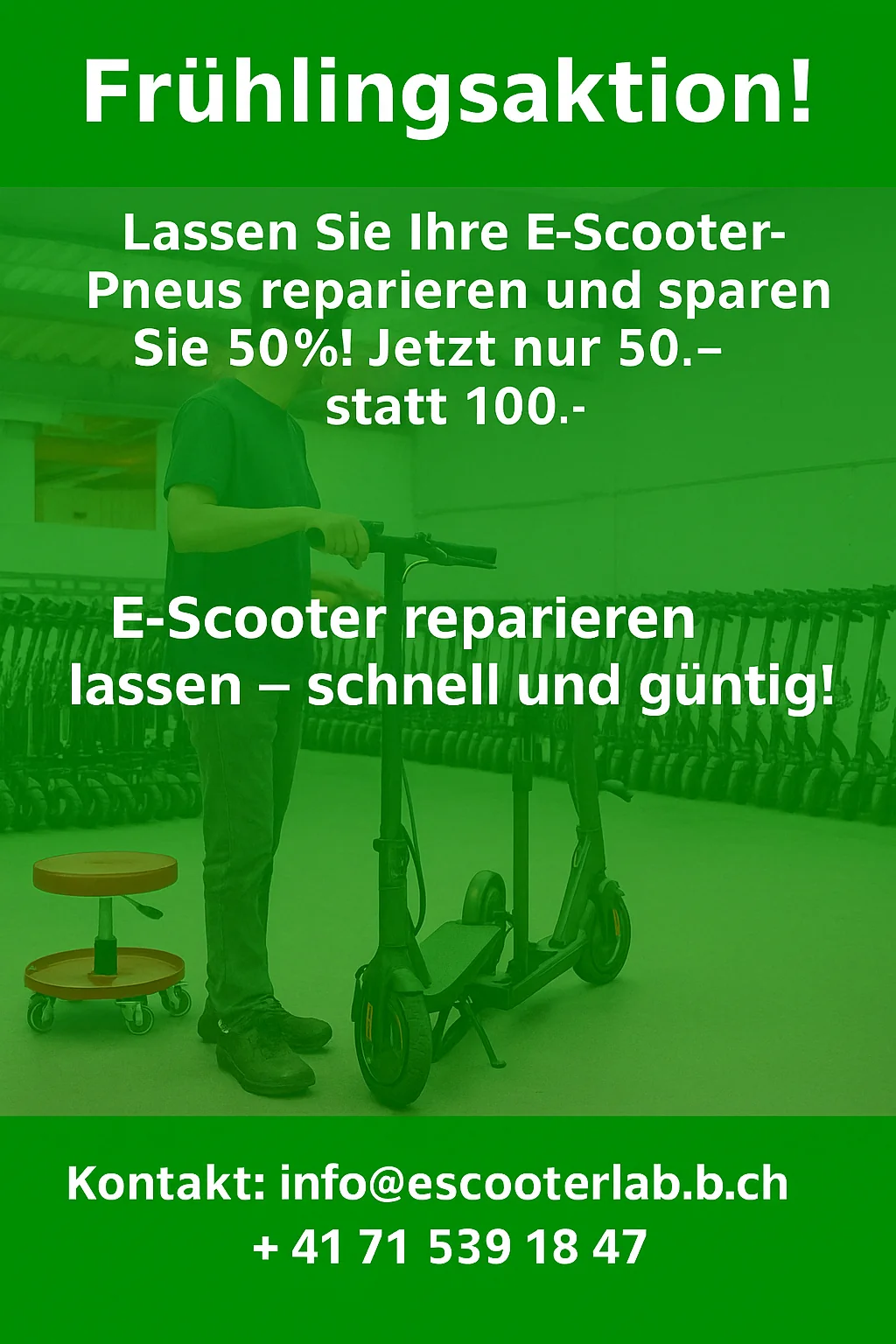 E-Scooter Pneu-Reparatur – Winteraktion nur 50 CHF statt 100 CHF