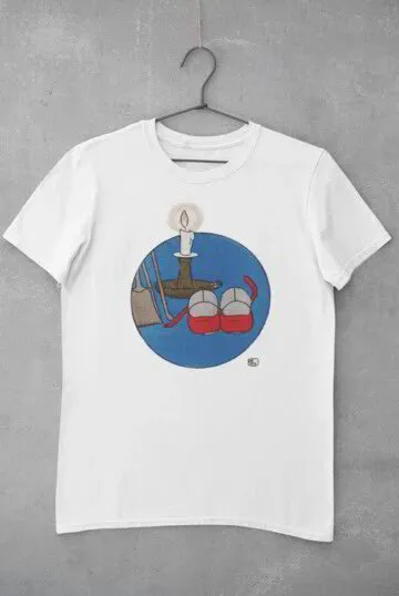 'Candle and Shoes' Graphic Christmas T-Shirt