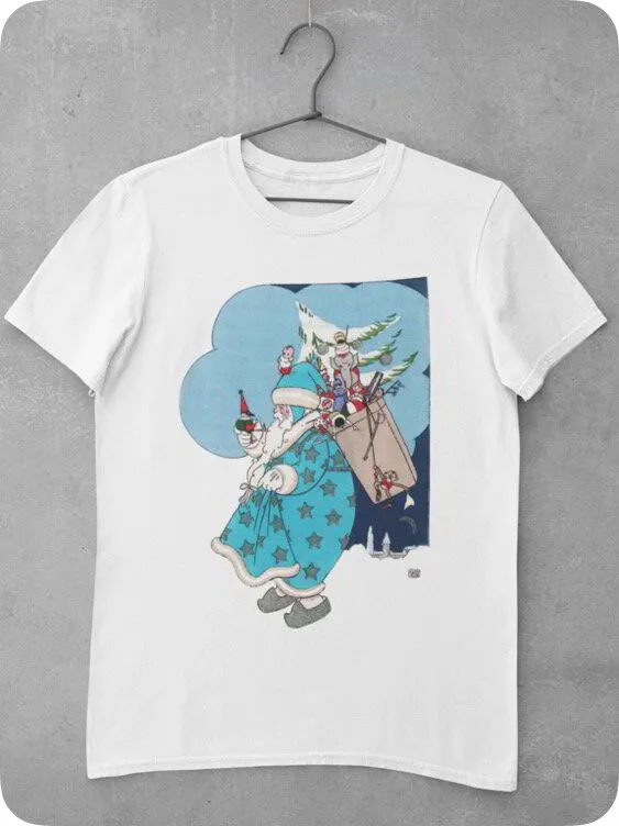 'Blue Santa' Graphic Christmas T-Shirt