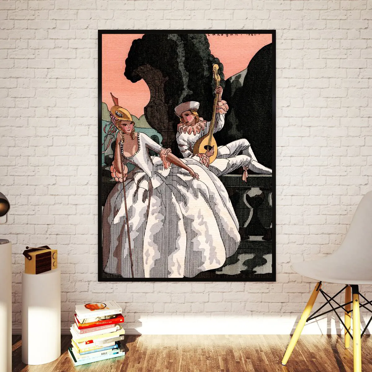 'Lady being Serenaded' Art Deco Poster 