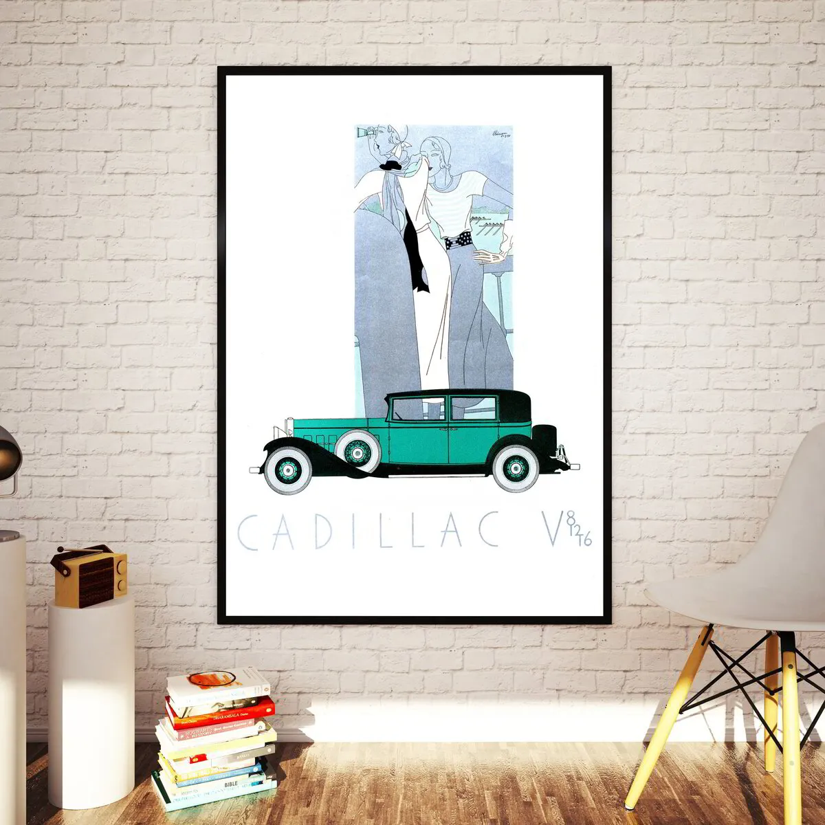 'Blue & Silver Car' Art Deco Poster 