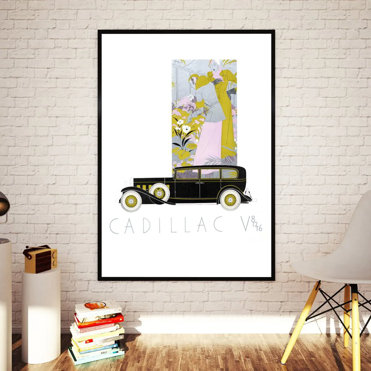 'Yellow and Lilac Car' Art-Deco Poster 