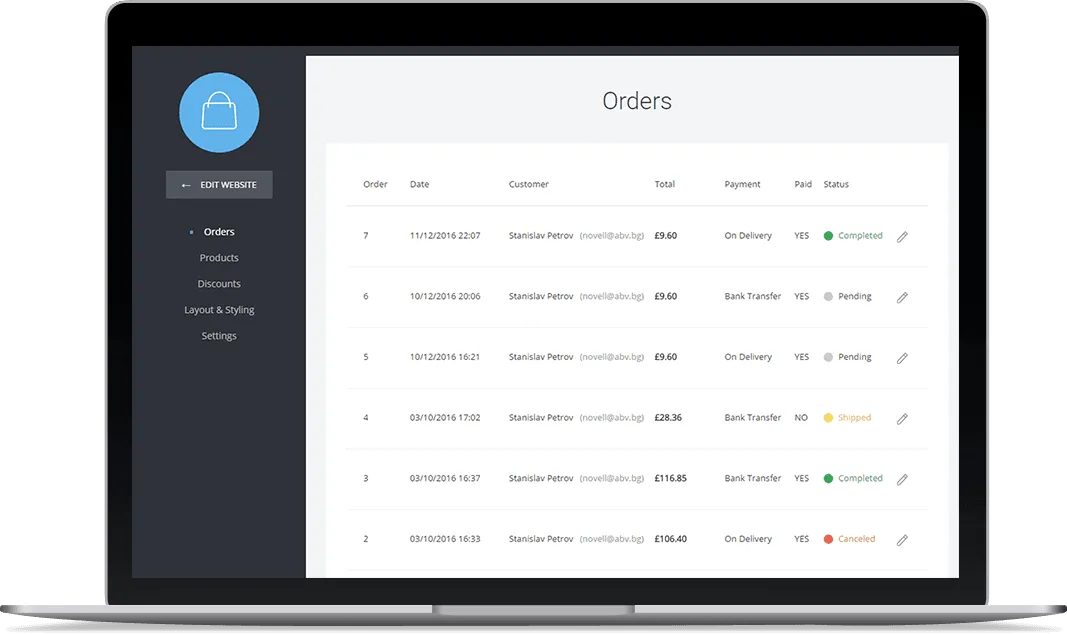Track your online store orders with Simvoly