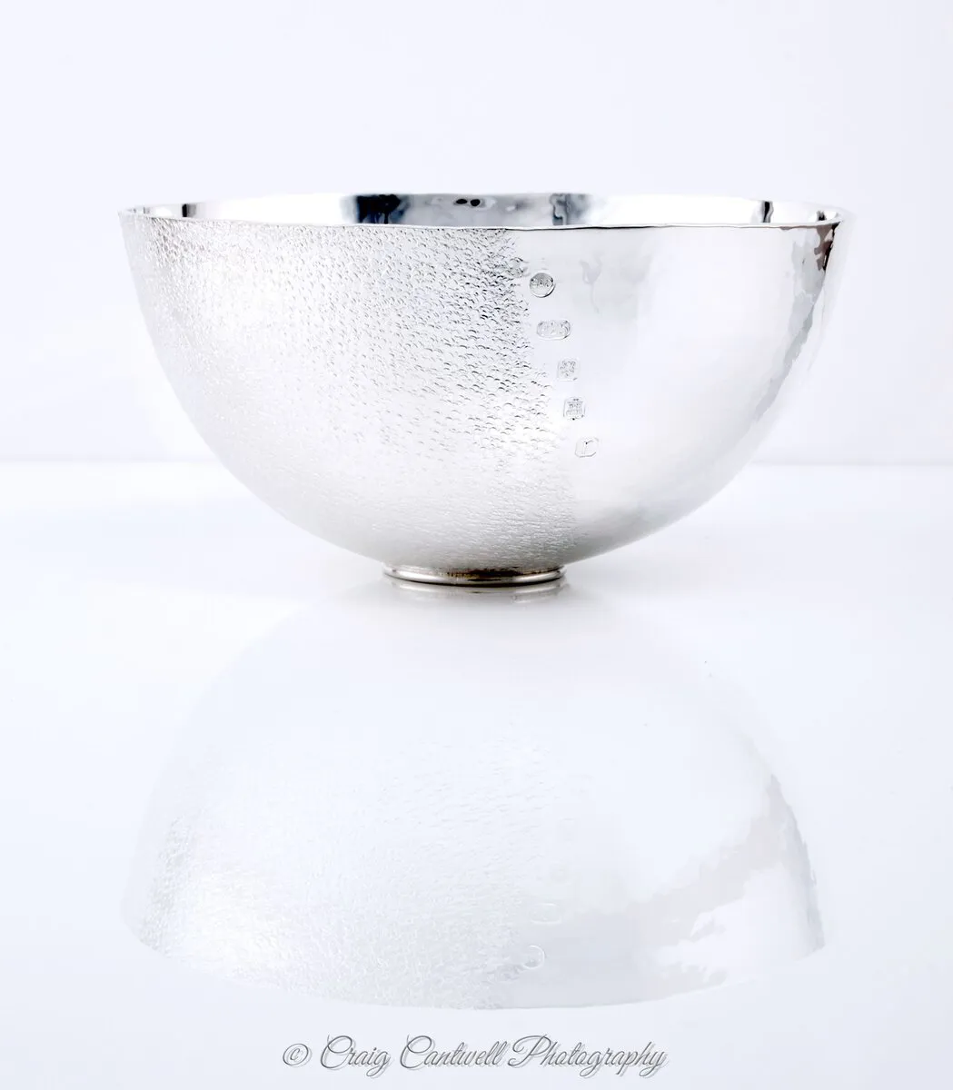 textured silver bowl