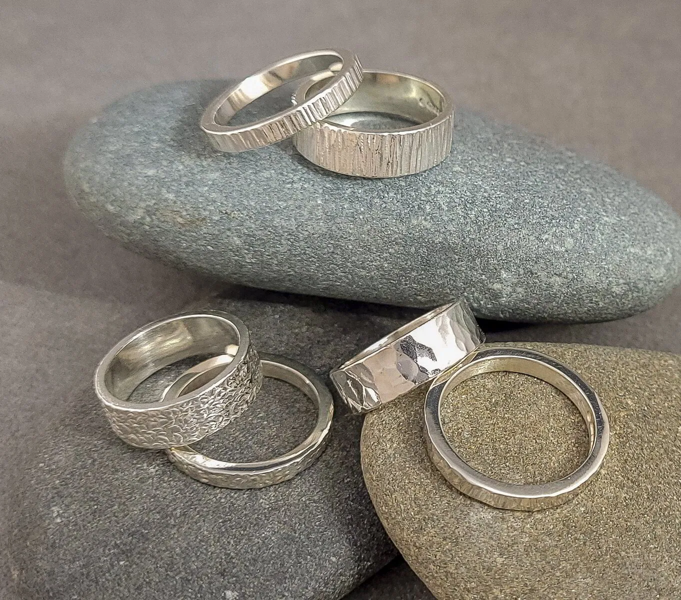 textured rings 6mm wide