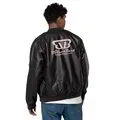 Unisex Faux Leather Bomber/Tour Jacket - Embroidered White Buzzer Band Logo Front and Back