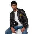 Unisex Faux Leather Bomber/Tour Jacket - Embroidered Golden Buzzer Band Logo Front and Back