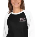 3/4 Sleeve Raglan Unisex TShirt - Front Embroidered Logo, White Sleeves, Black Front and Back