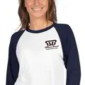 3/4 Sleeve Raglan Unisex TShirt - Front Embroidered Logo, Multiple Sleeve Colors, White Front and Back
