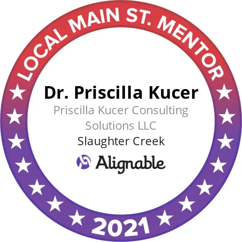 Dr. Priscilla Kucer, CEO of Priscilla Kucer Consulting Solutions LLC is the Local Main Street Mentor for Slaughter Creek for 2021