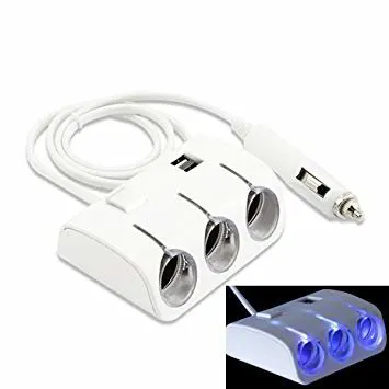 Gravity 12V/24V, dc 5A CAR Charger Splitter, with 3 Power SOCKETS and Dual USB SOCKETS