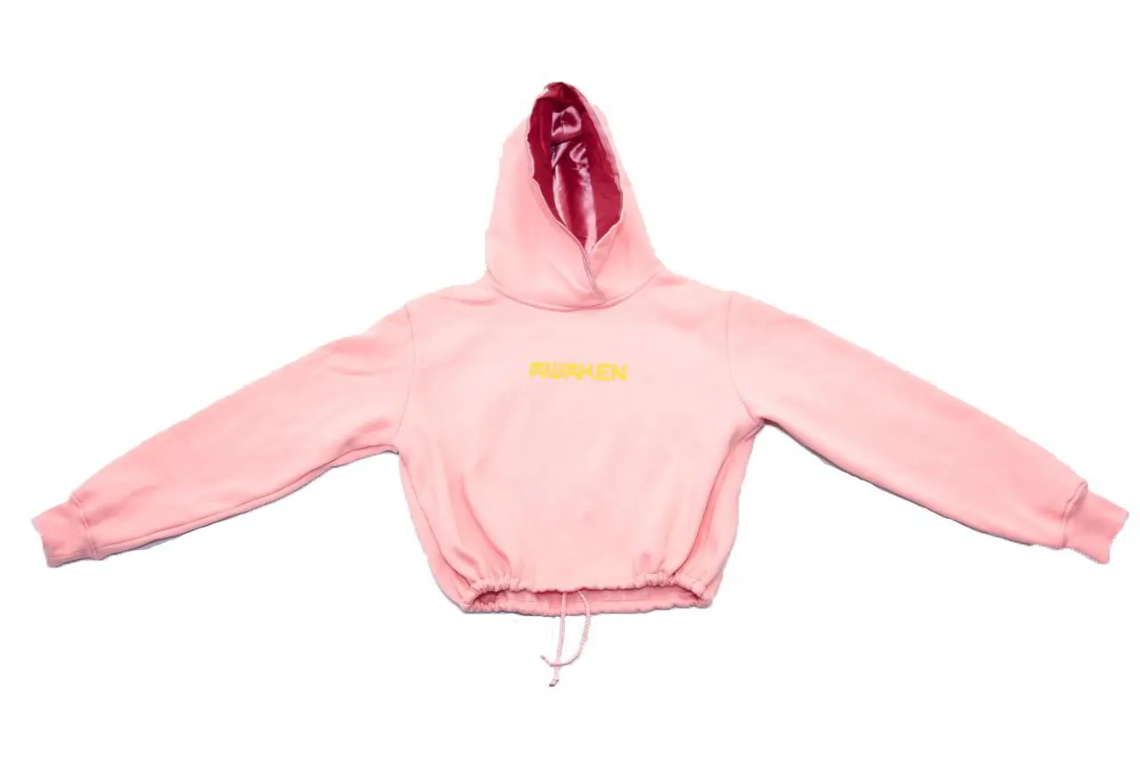 AWAKEN LADIES CROP TOP HOODIE | PINK