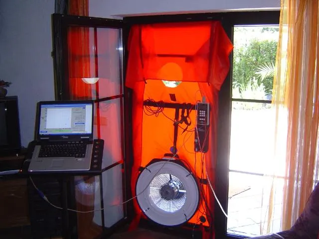 A whole home blower door test fan