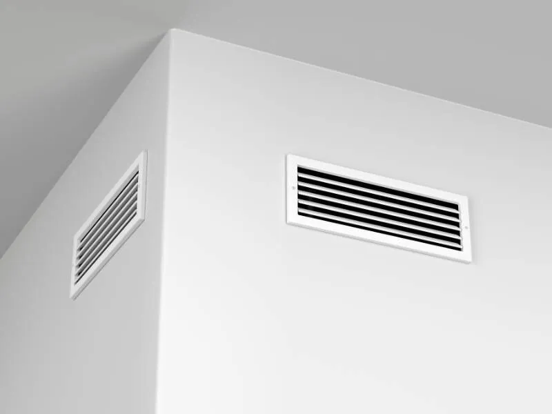 Air vents mounted on wall