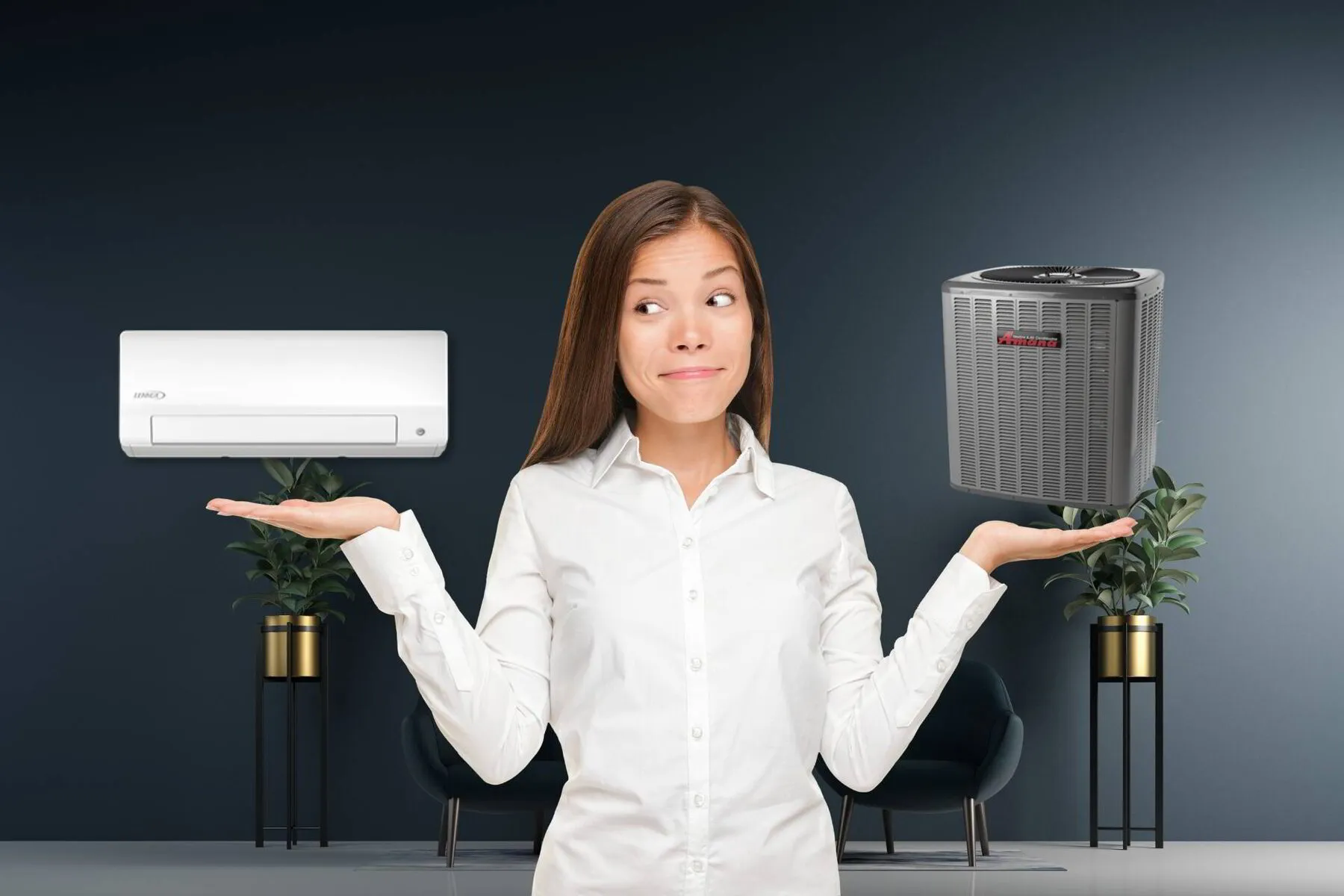woman choosing between ducted and ductless AC