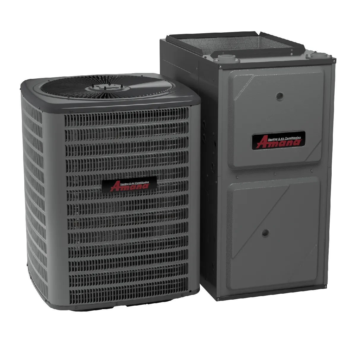 A Amana condensing unit and indoor air handling unit