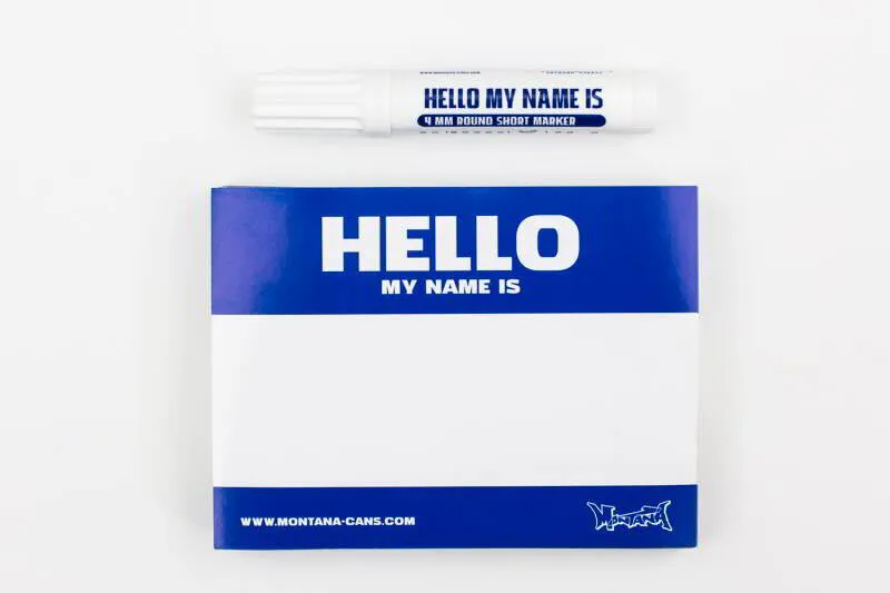 MONTANA HELLO MY NAME IS STICKERS 100PCS BLUE INCL MARKER