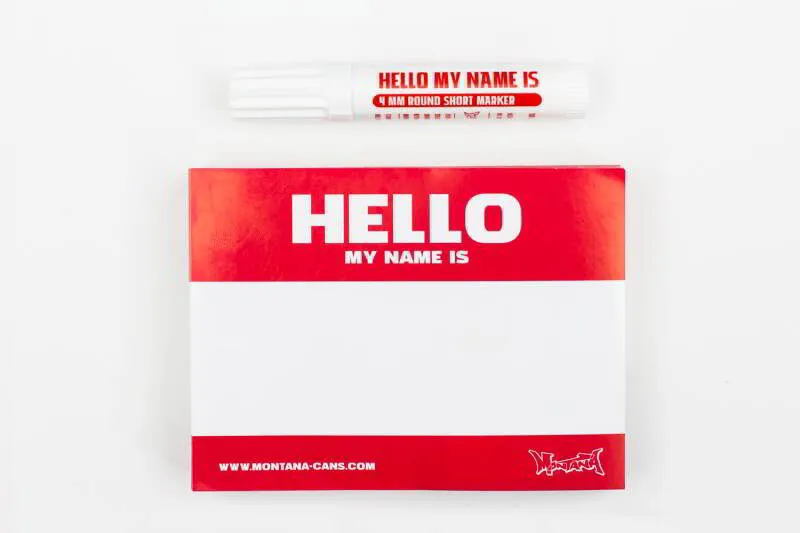 MONTANA HELLO MY NAM IS STICKER 100PCS RED INCL MARKER