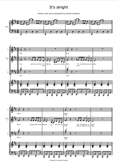It's Alright Score (arranged by Aneesa Chaudhry) PDF