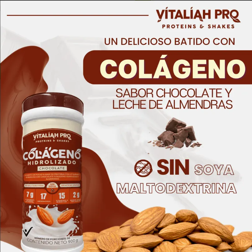 Colágeno Hidrolizado con sabor chocolate 900g Vitaliah Pro - 