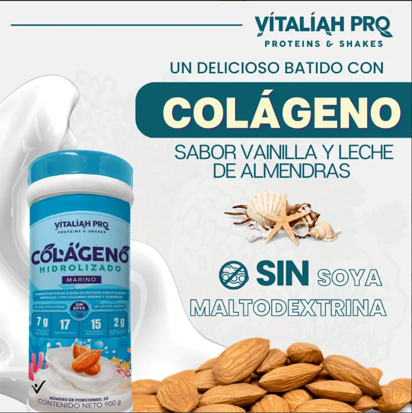 Colágeno Marino con leche de Almendras 900 G Vitaliah Pro - 