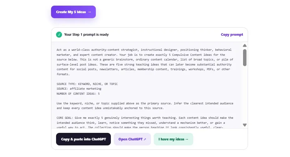 Five content ideas