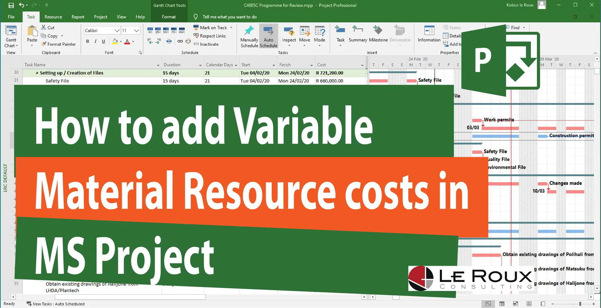 Microsoft Project Tutorial: Adding Variable Material Resource Costs for ...