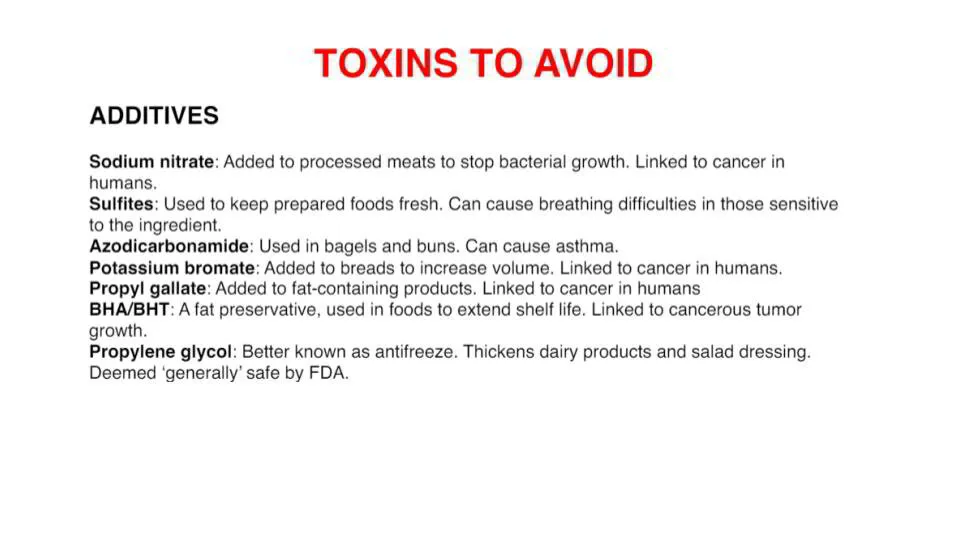 Toxins to Avoid