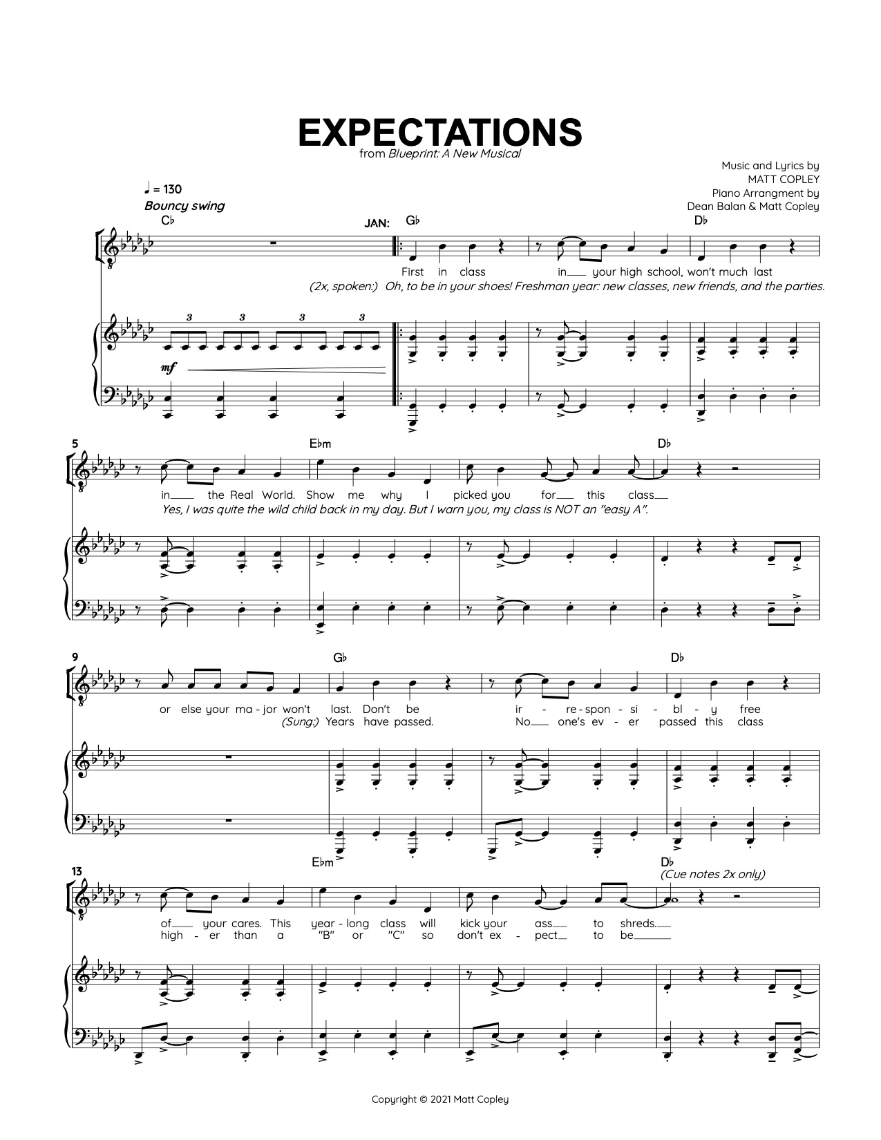 Expectations Sheet Music 