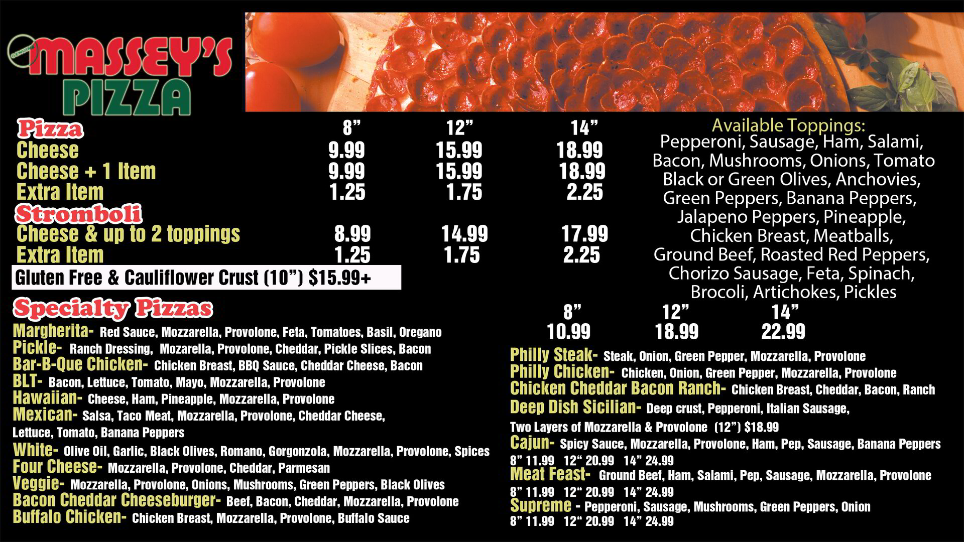 Massey's Pizza Pawleys Island Menu – Order Your Favorites Today