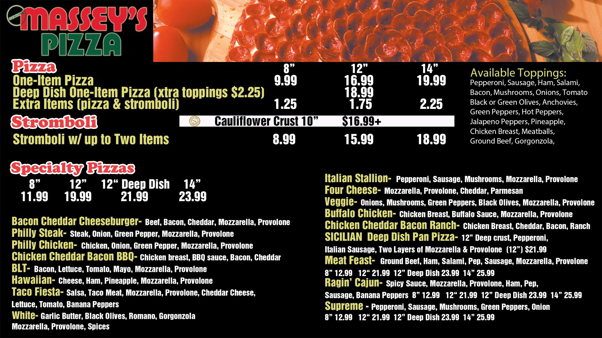 Beechcroft Centre / RT 161 Massey's Pizza Menu | Order Online