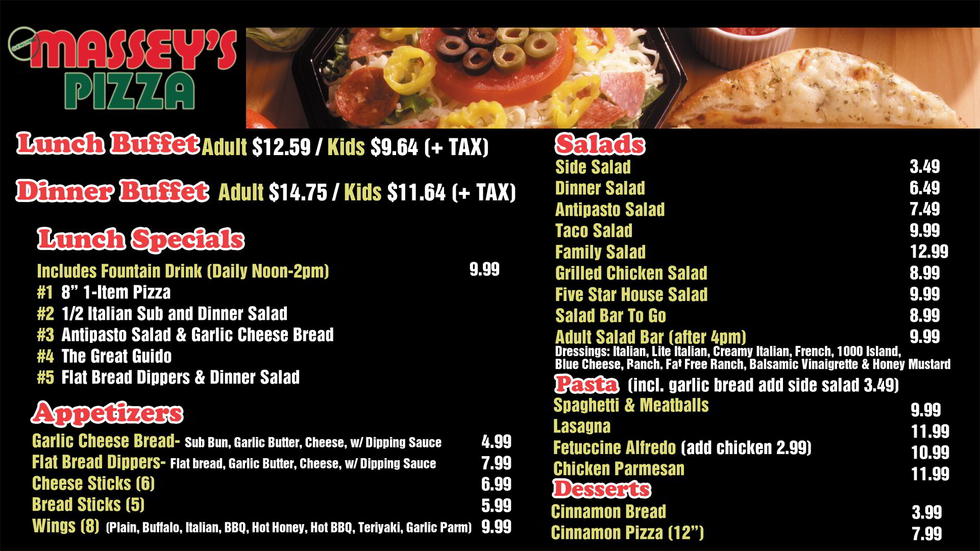 Massey's Pizza Menu | Pawley's Island, SC