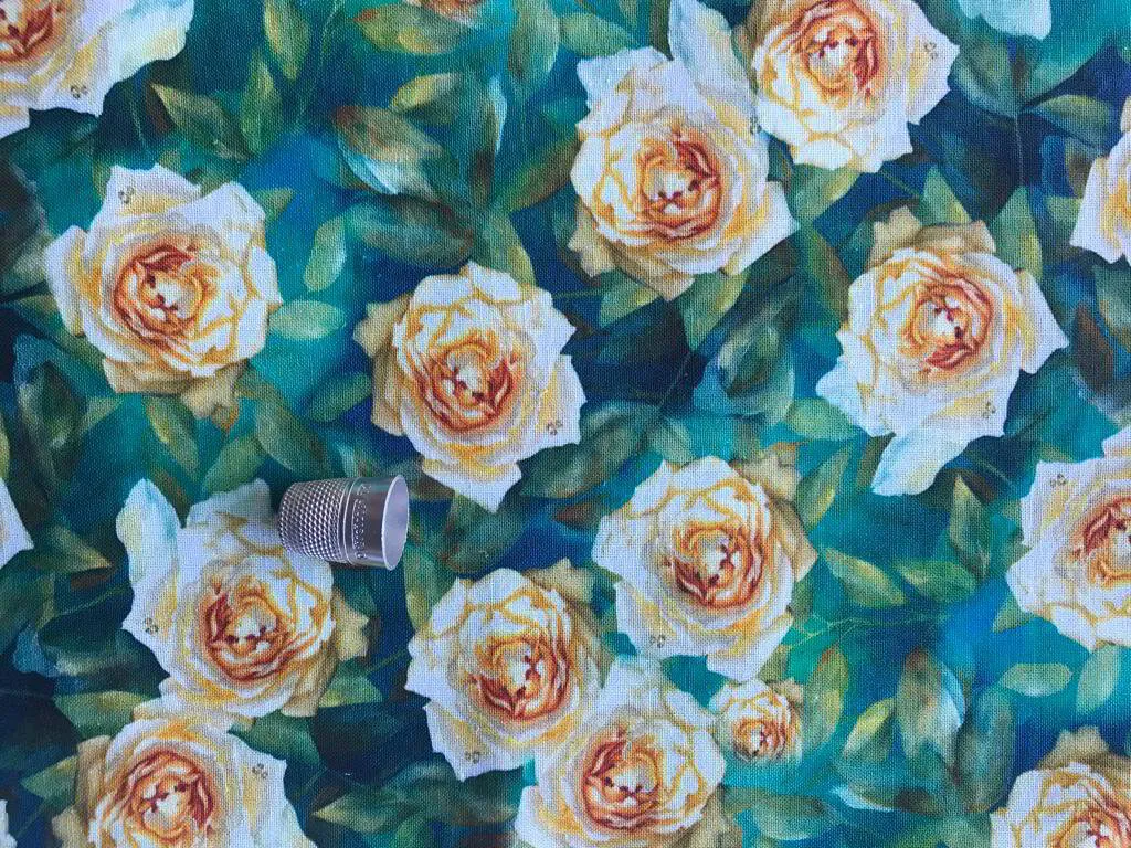 Floral Fabric - Yellow Roses