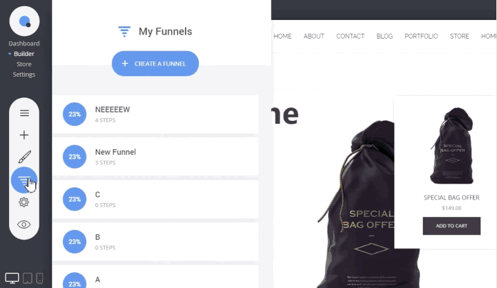 Easy to build business sales/leads funnels with LeanProject.co gif