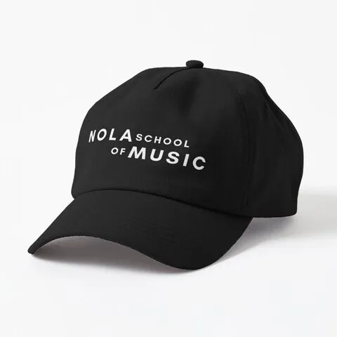Black baseball cap with a white NOLA School of Music logo