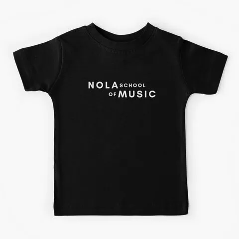 Child sized t-shirt in black with the NOLA School of Music logo