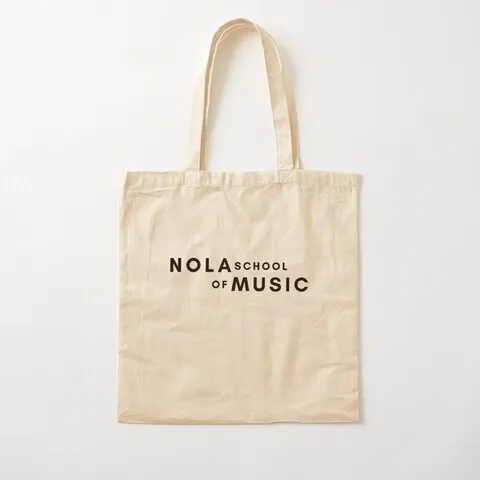 A cotton canvas tote bag with the NOLA School of Music logo