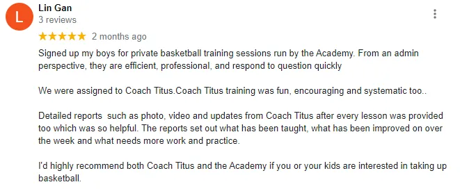 Lin Gan - Review for Kids Basketball Lessons