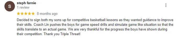 Steph Farnie - Review for Kids Basketball Lessons