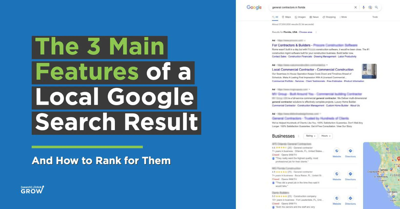 The 3 Main Features of a Local Google Search Result &amp; How to Rank for Them