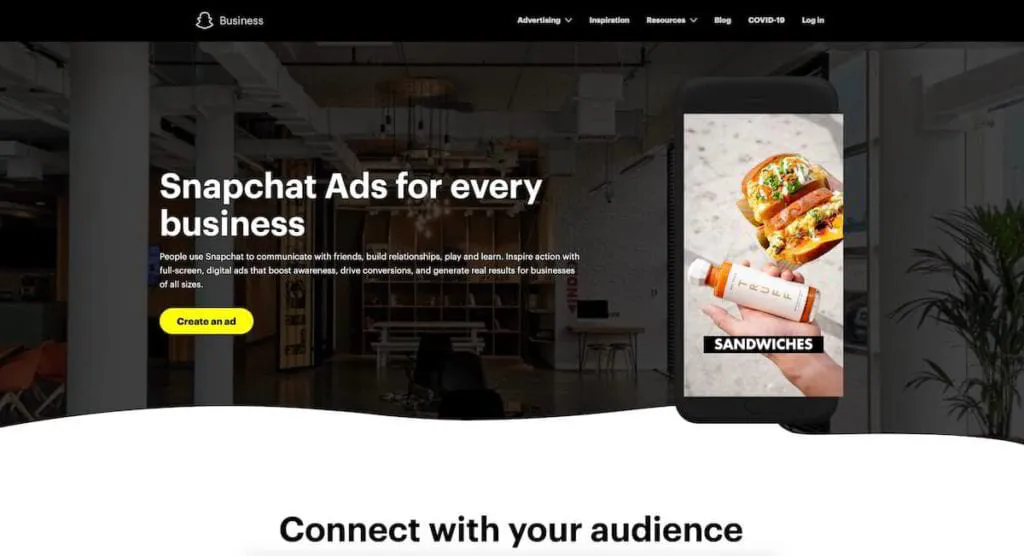 snapchat is an online place to advertise your products and services