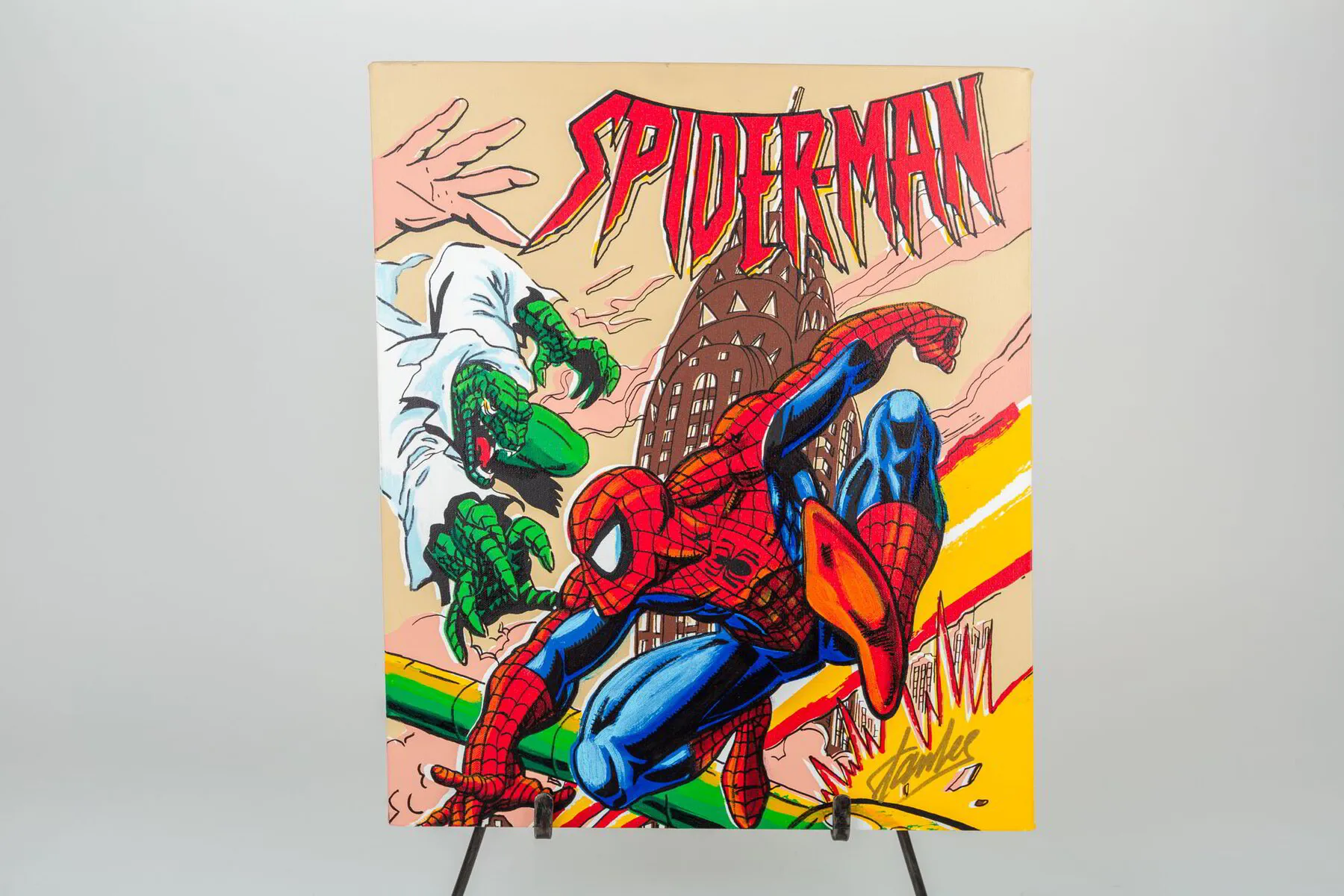   SPIDER MAN Stan Lee (front signed) & Steve Kaufman Signed Canvas Art Giclee Spider-Man Pop Art 33/75