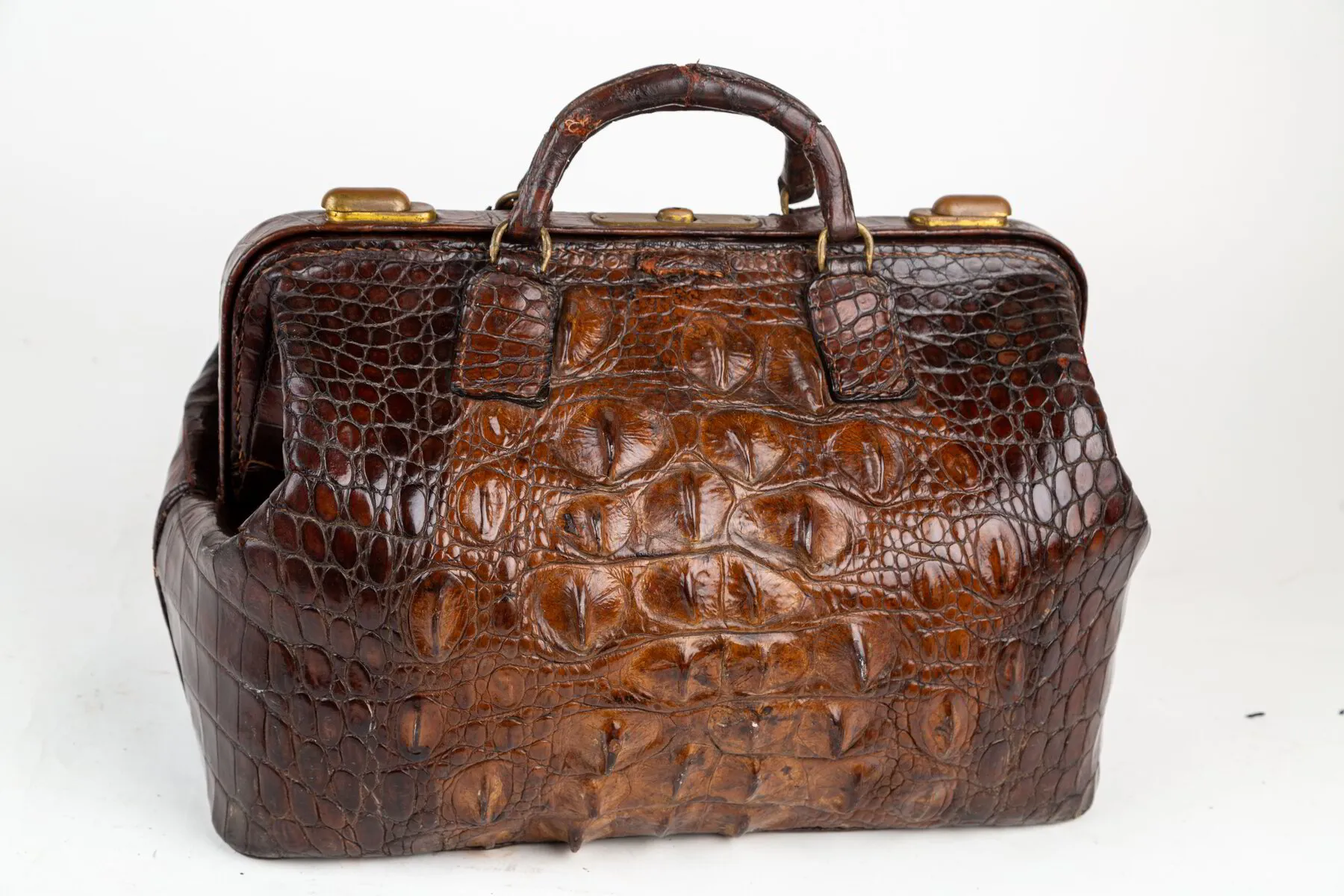  Alligator Doctor, travel Bag Leather Brown Business Luggage Antique Vintage